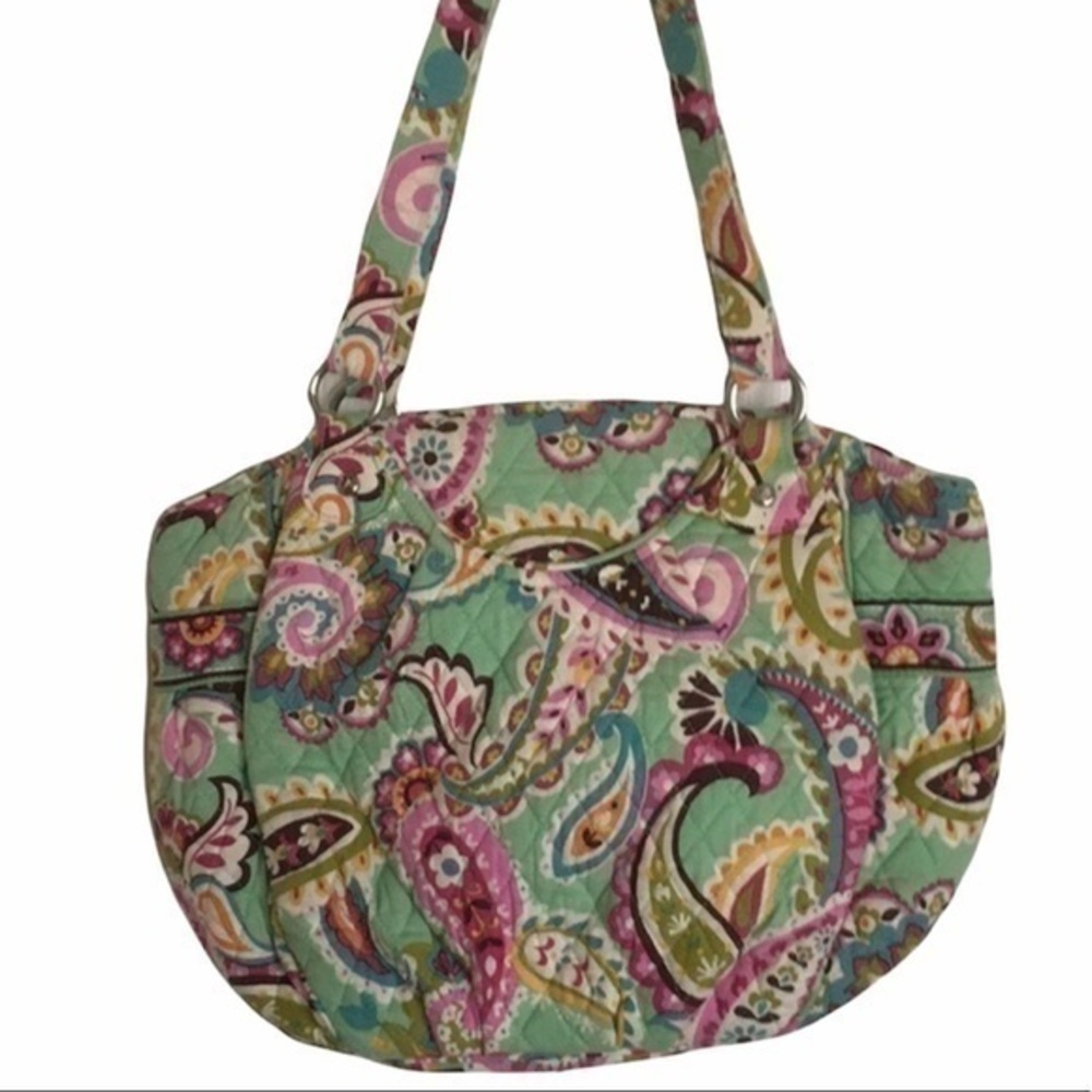 VERA BRADLEY green floral paisley shoulder bag